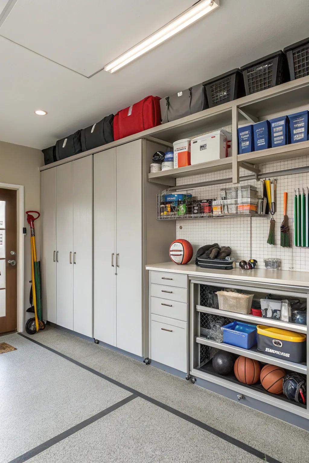 Maximize space with organized storage solutions.