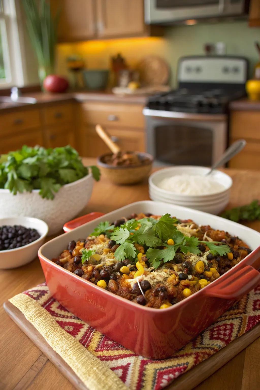 A Southwest turkey casserole brings festive flavors to your table.