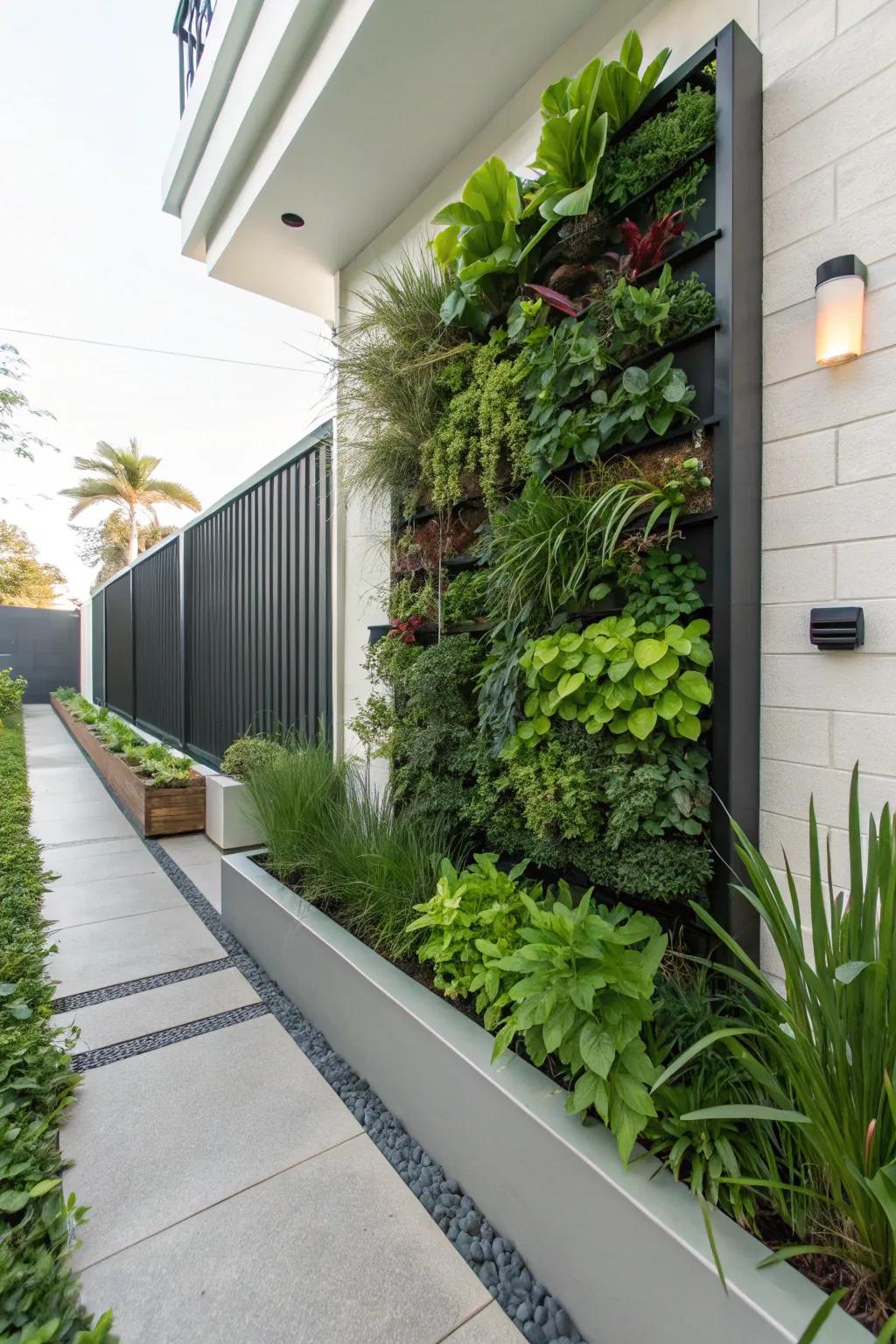 Vertical gardens maximize greenery in limited space.