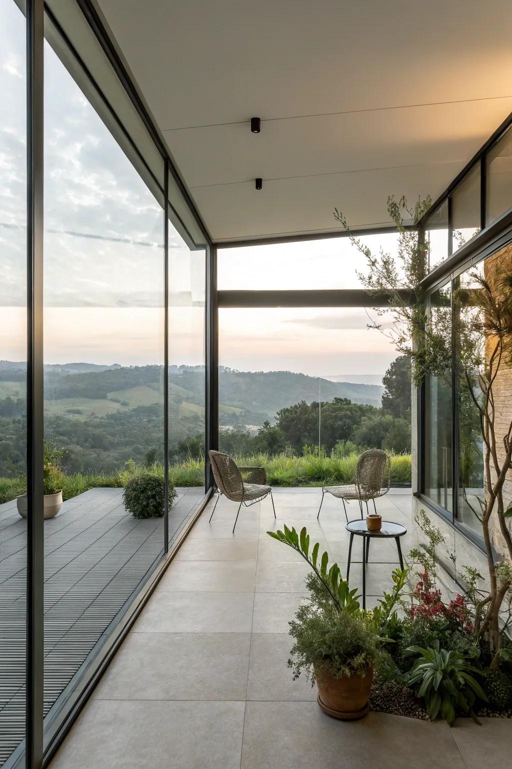 A glass enclosure providing stunning views and polished style.