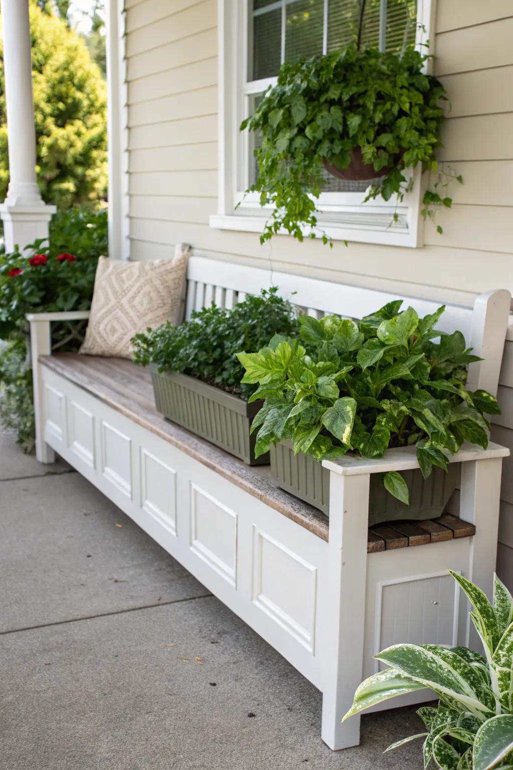 A planter bench perfectly combines seating with greenery.