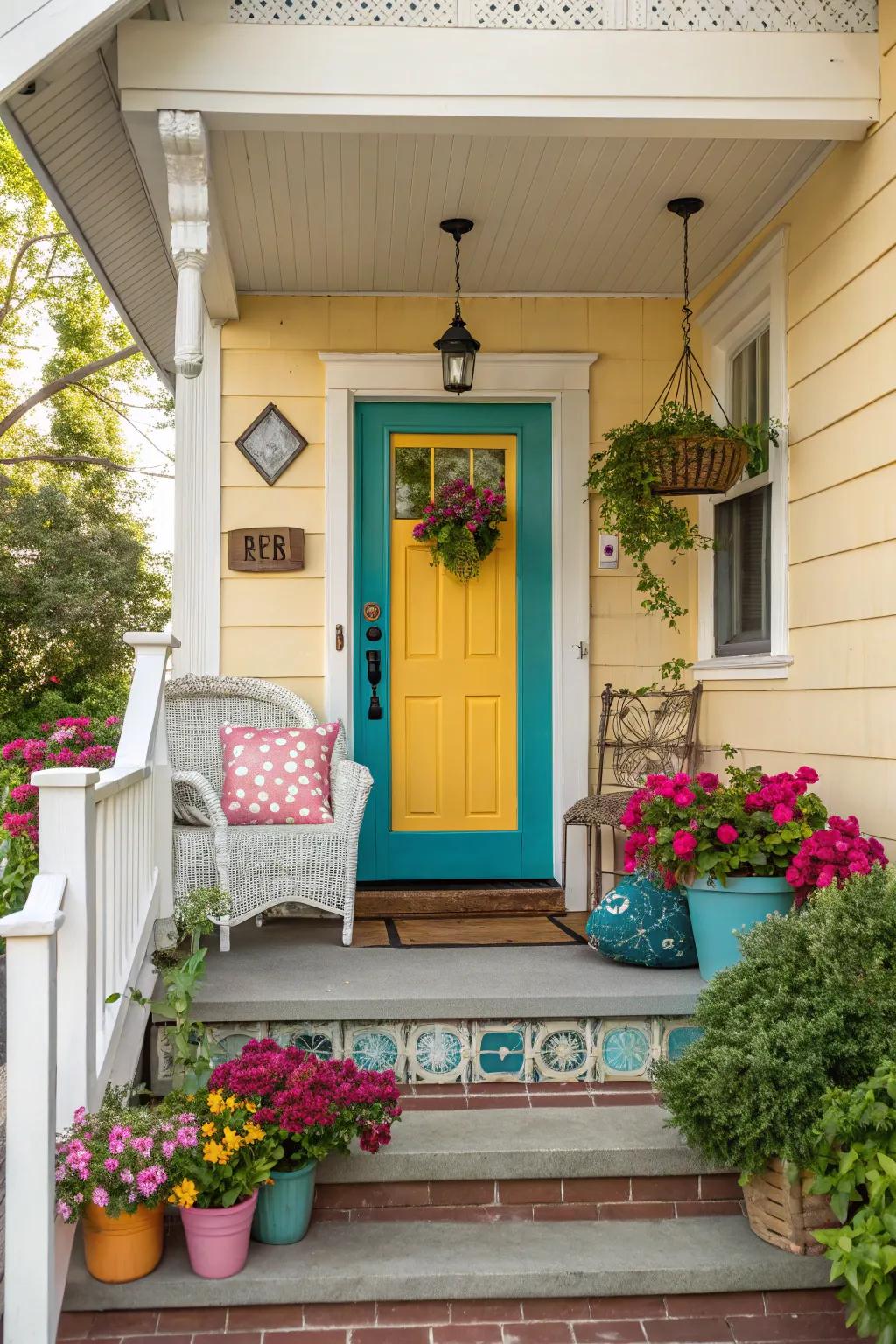 A radiant entrance door injects a cheerful burst to your porch.