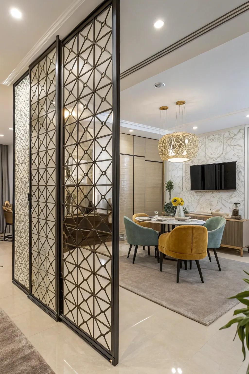 Geometric partition adding a modern twist to the interior design.