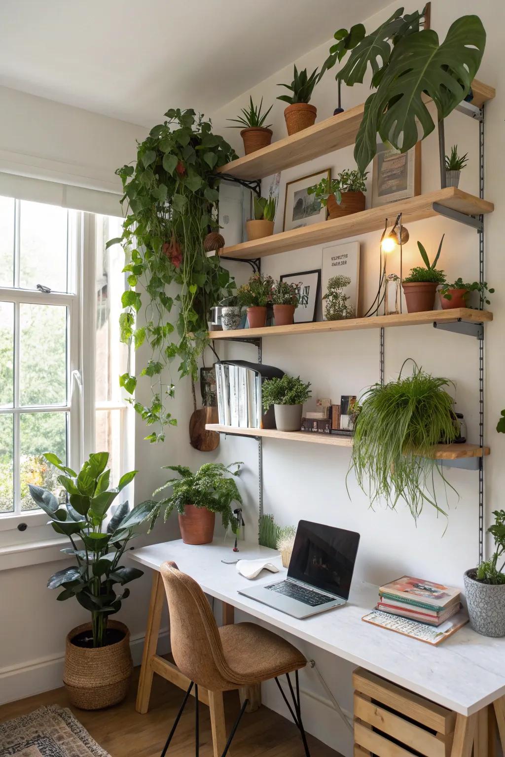 Horizontal wall supports are ideal for showcasing your flora assortment.