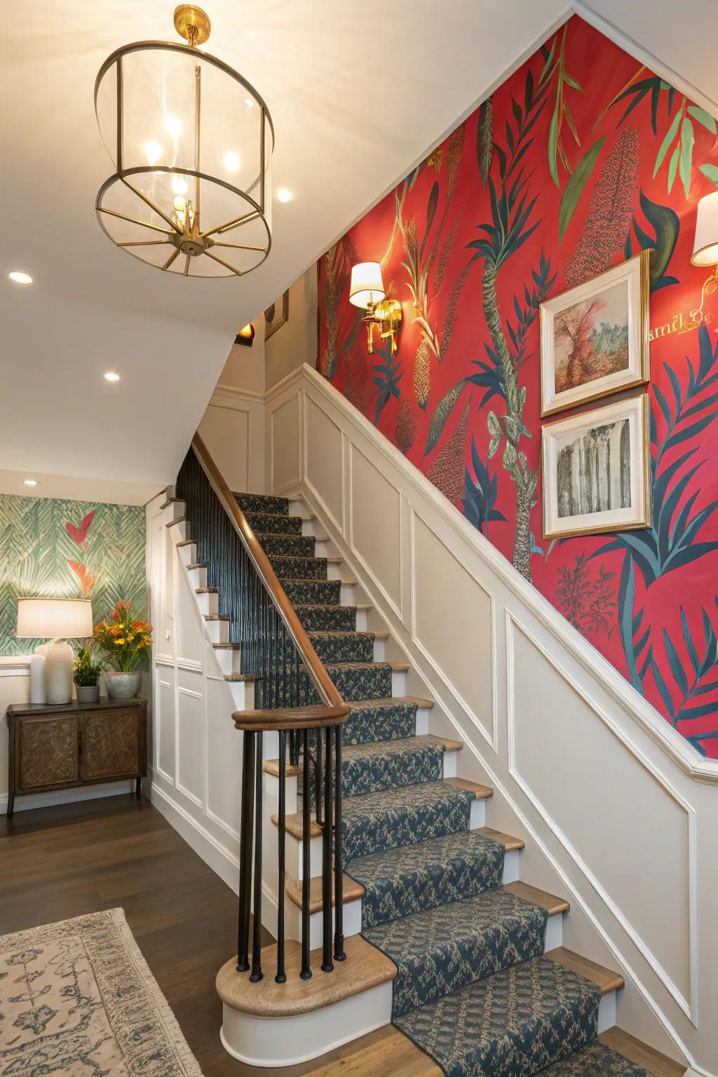 Make a statement with an accent wall on your staircase.