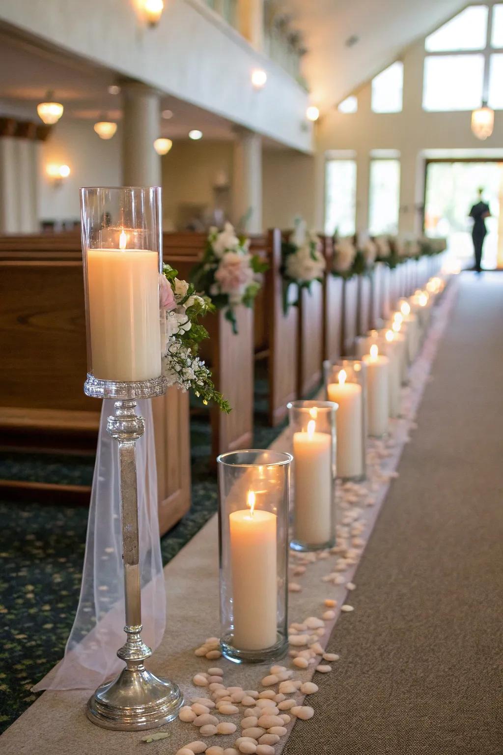 Create a breathtaking aisle with candlelight.