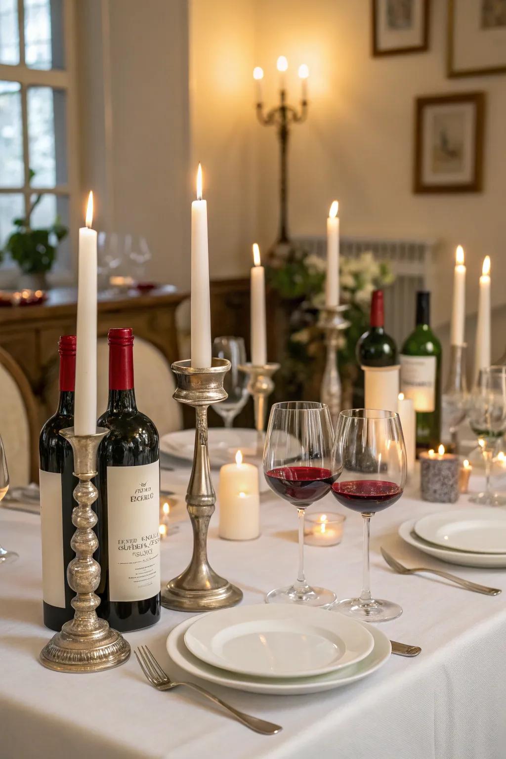 Candles fashion a welcoming and enchanting ambiance for wine get-togethers.