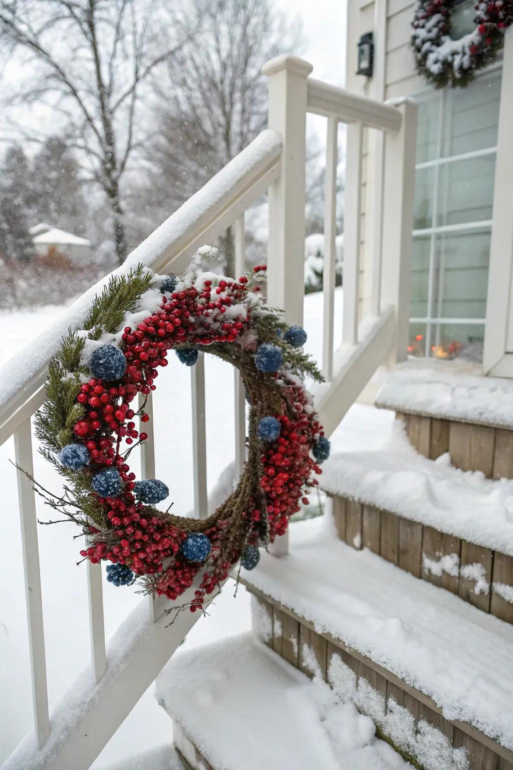 Bright berries create a lively contrast to winter's white.