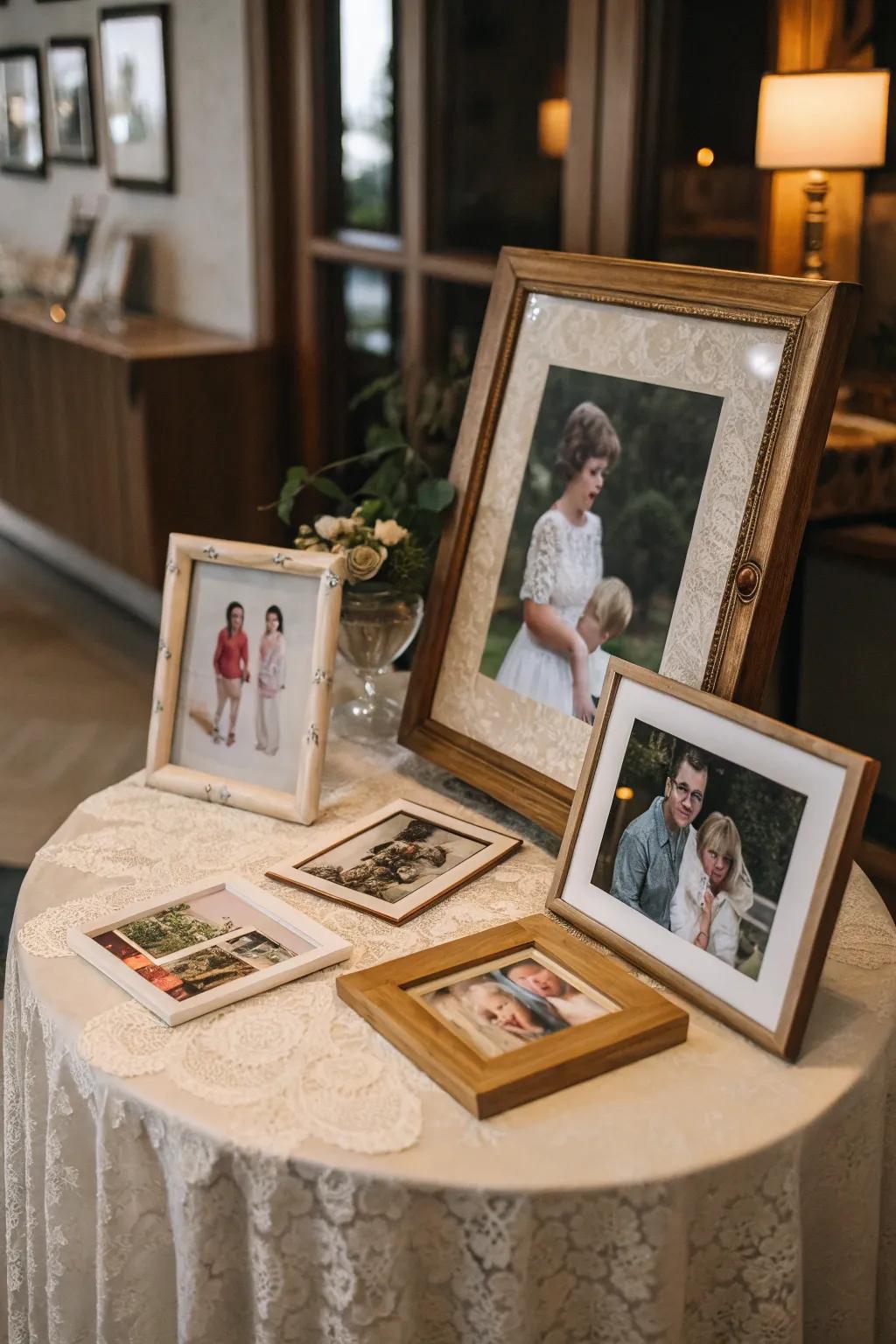 A photo display capturing life's memorable moments.