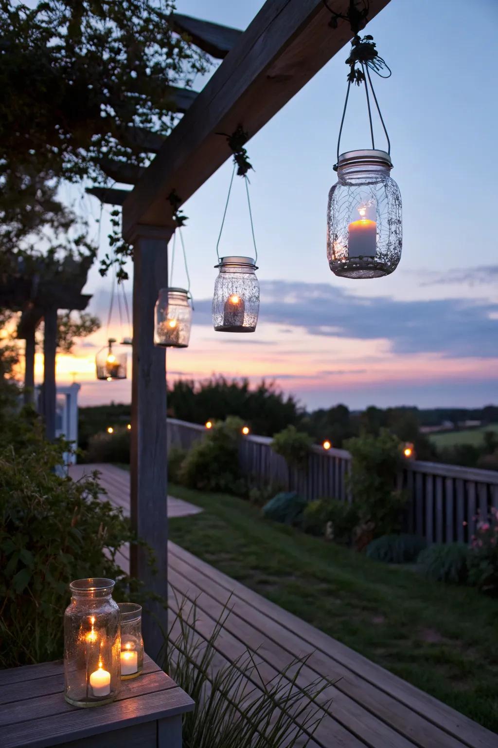 Handcrafted lanterns fashion a welcoming, warm environment.
