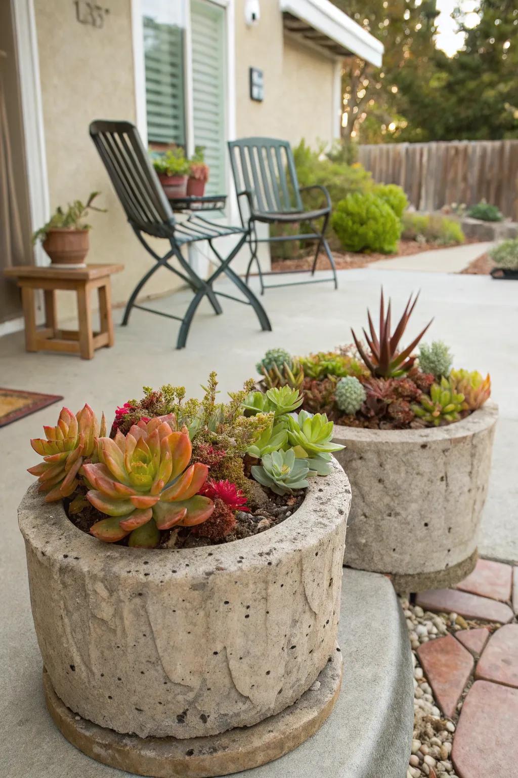 Concrete planters are a stylish and economical way to bring plants into your space.