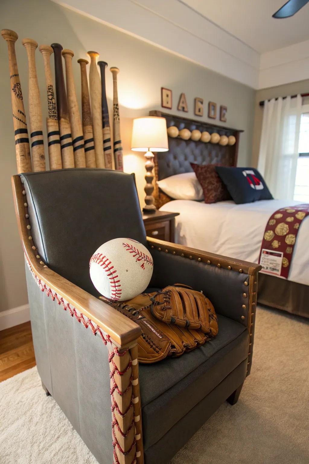 Infuse your space with unique baseball-themed furniture.