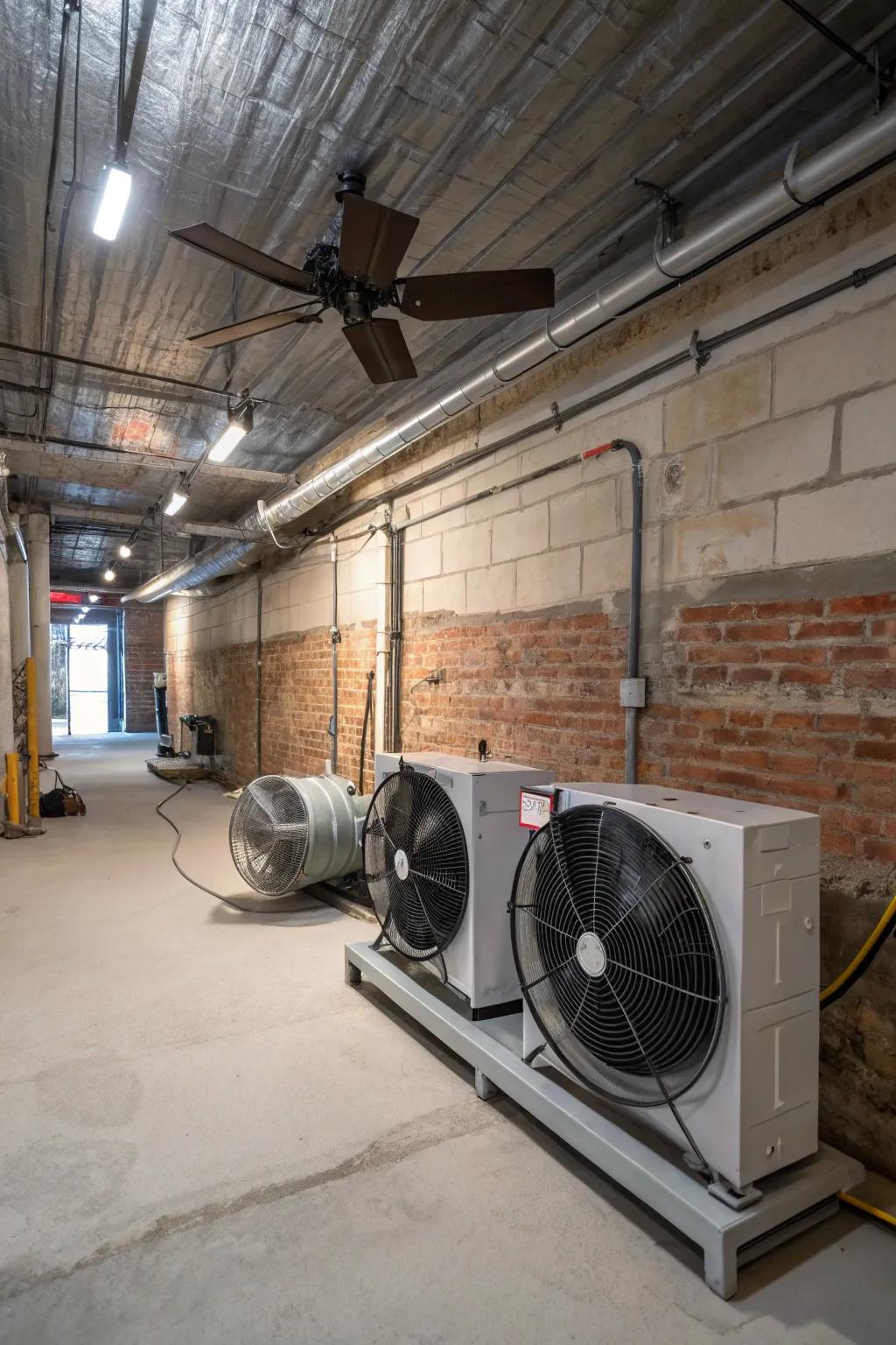 Cross-ventilation ensures continuous airflow, enhancing air quality in your basement.