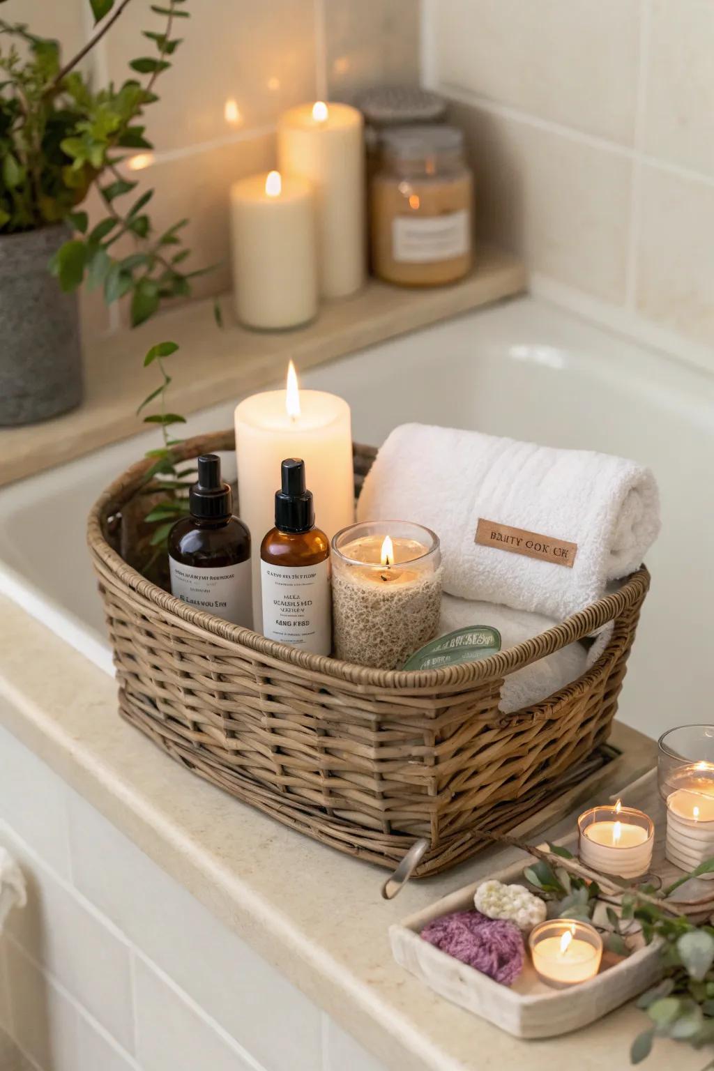 Indulge in relaxation with a self-care basket.