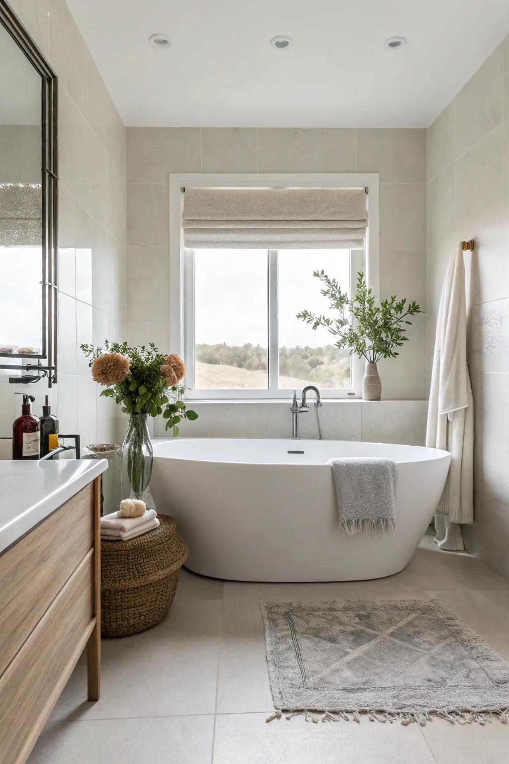 Minimalist decor emphasizes the elegance of your bathtub.