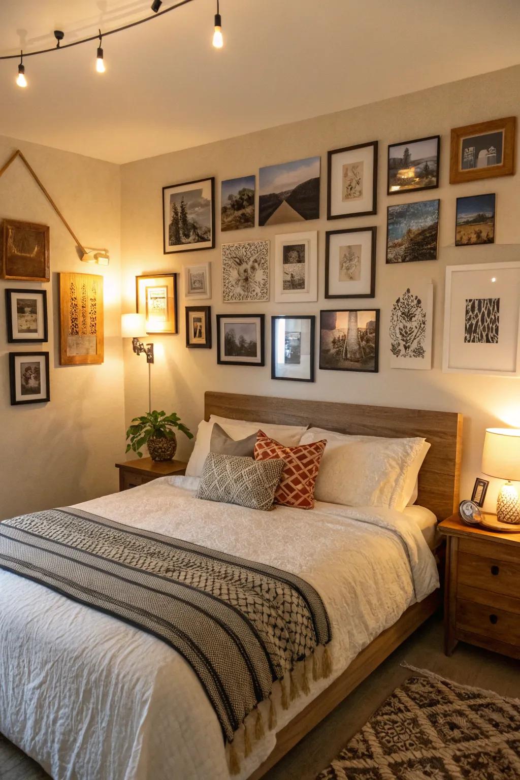 Personal artwork adds a unique touch to your bedroom decor.