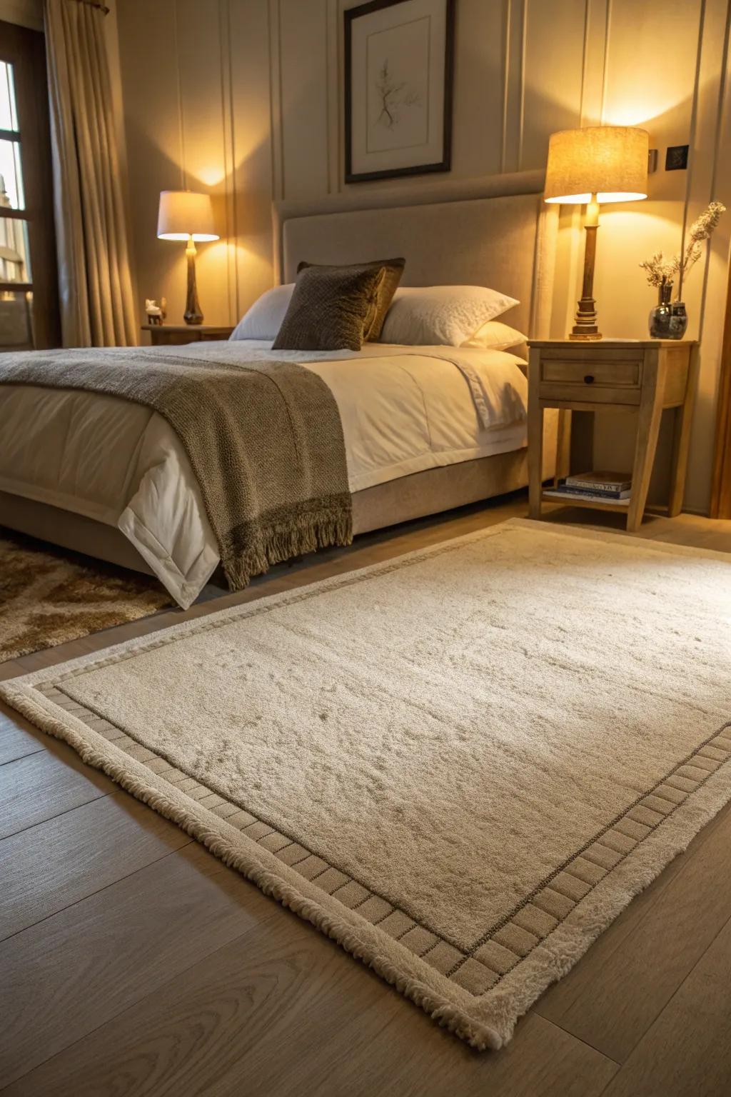 Neutral rugs offer timeless elegance.