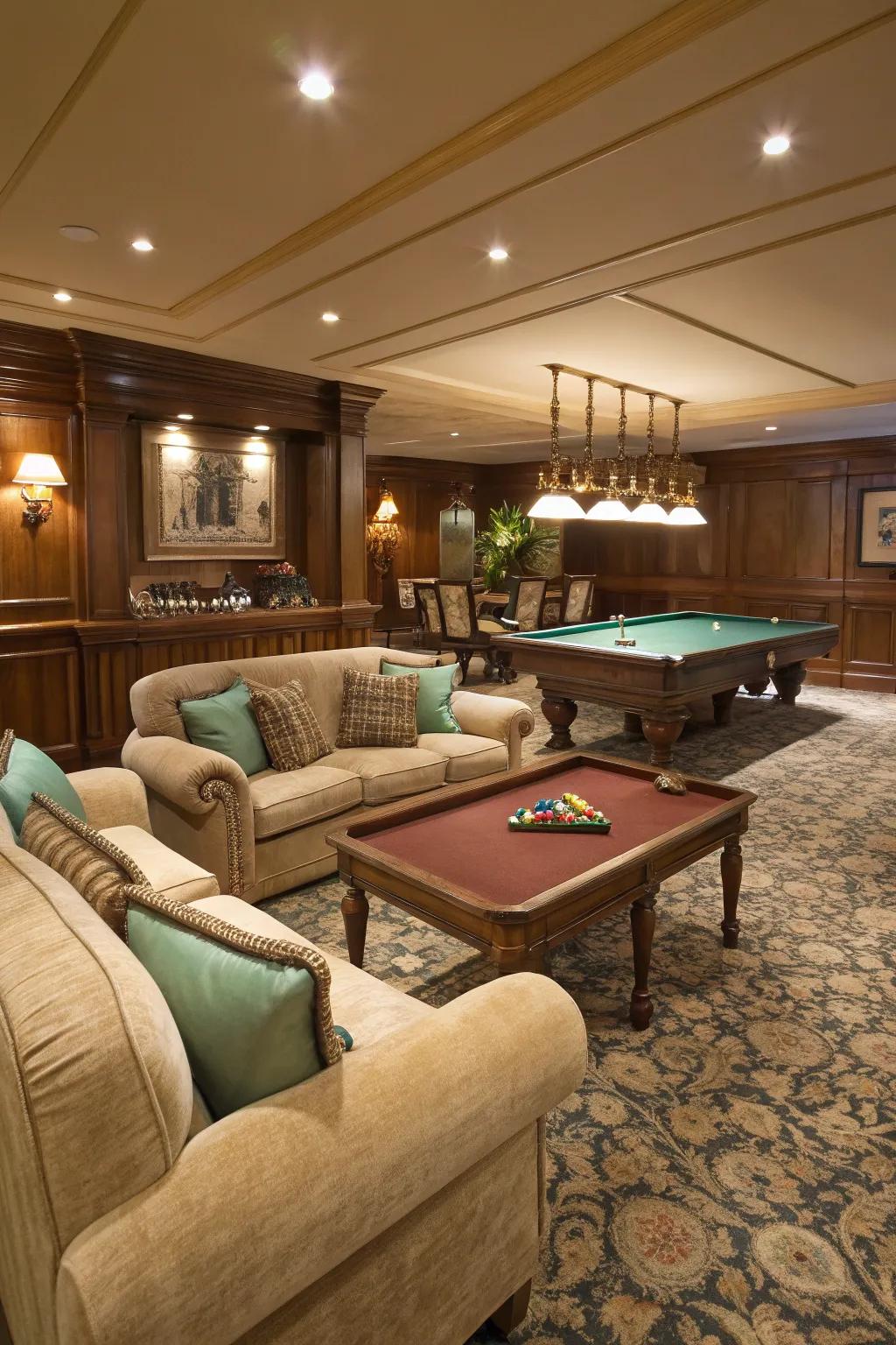 Comfortable seating turns your billiard hall into an inviting lounge.