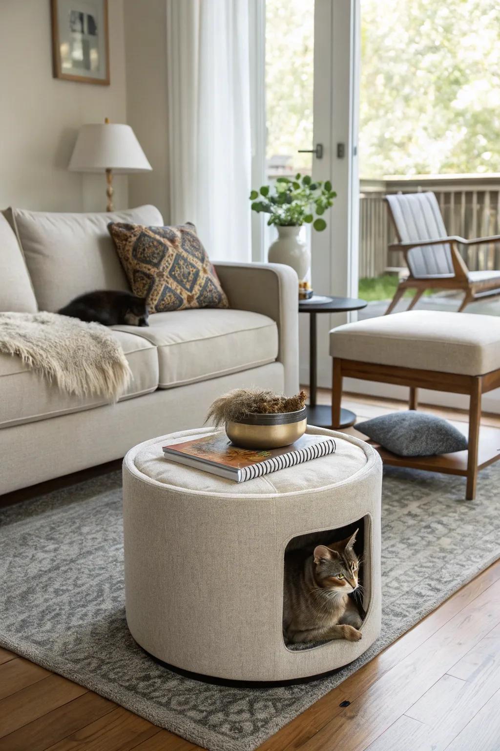 A refined sanctuary for your feline's tranquil interludes.
