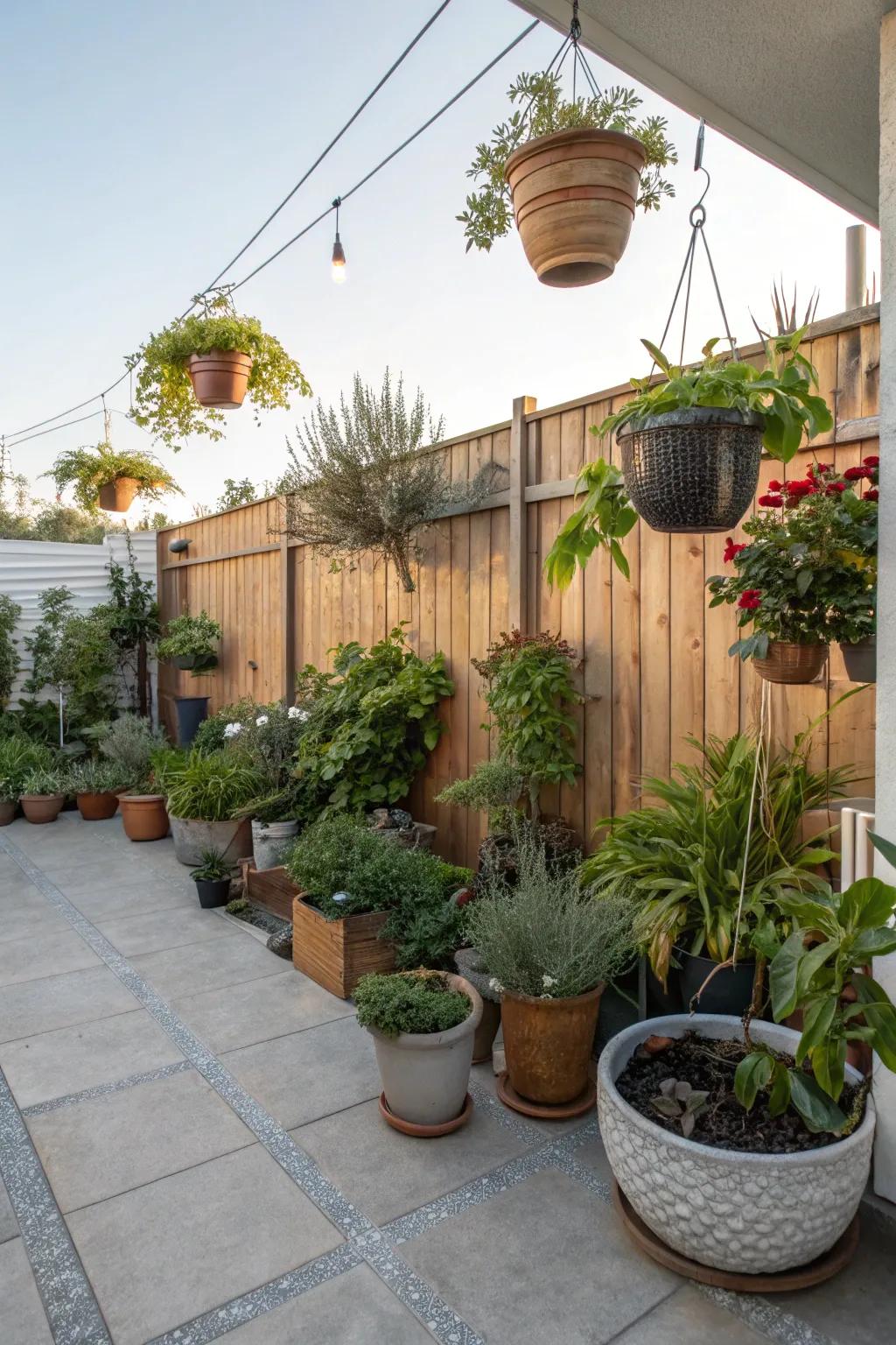 Potted plants can add greenery and life to your patio.