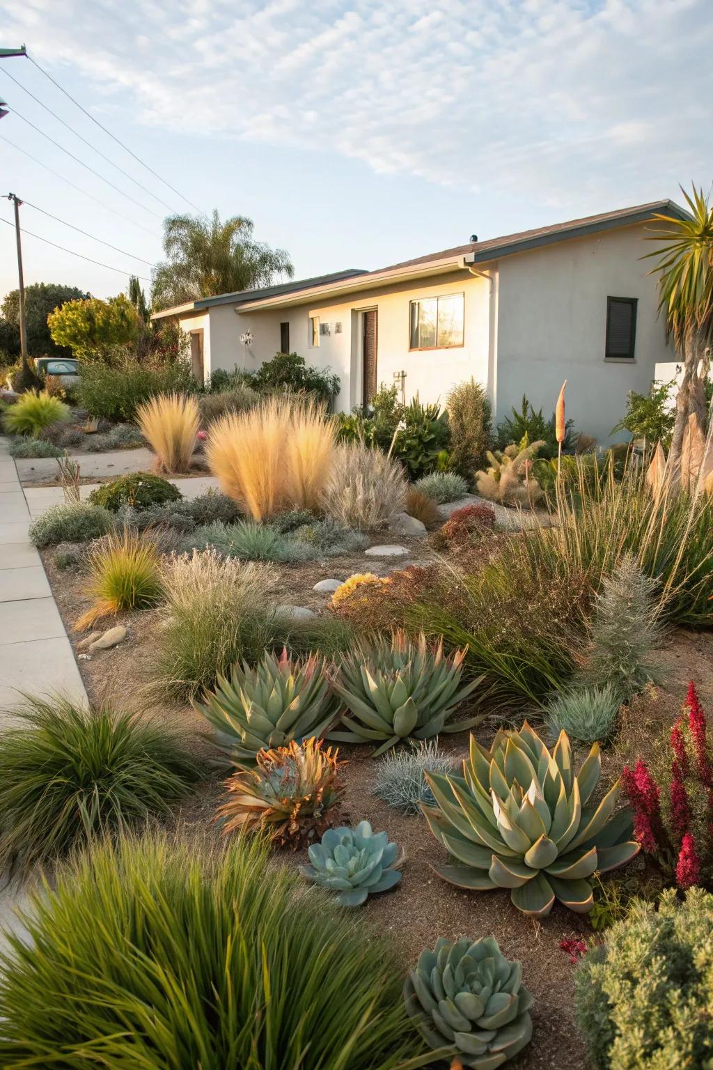 Drought-resistant plants are ideally suited for a low-maintenance yard.
