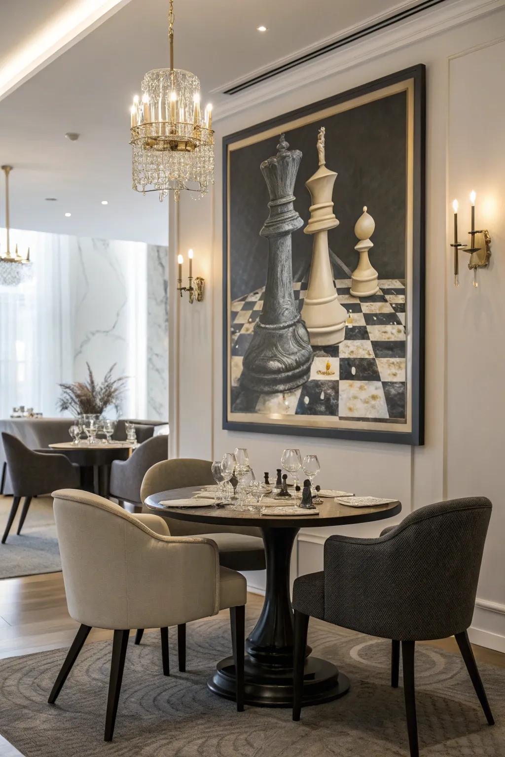 Symbolic chess artwork encourages significant dialogues.
