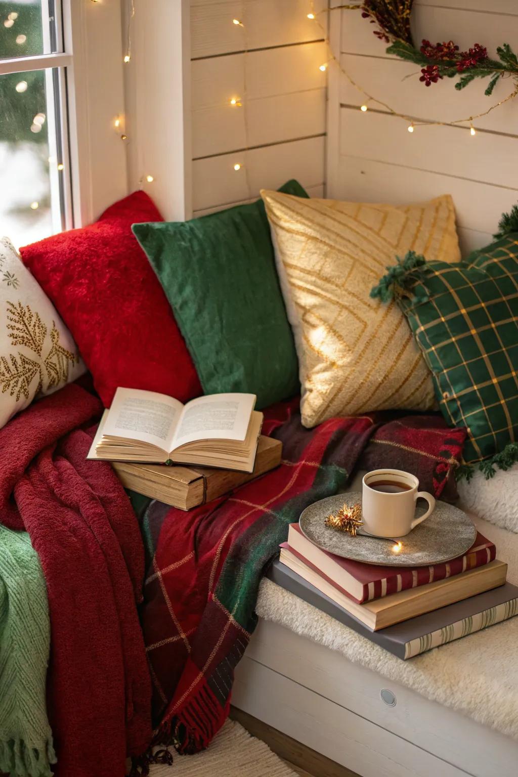 A cozy nook perfect for festive reading.