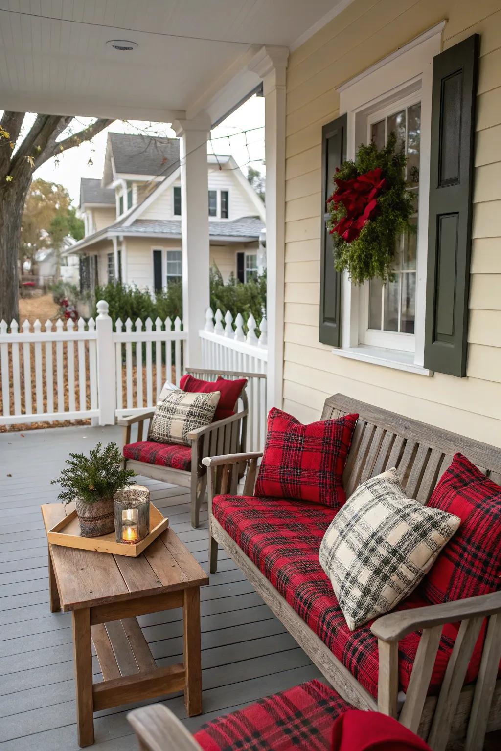 Comfortable seating with festive flair.