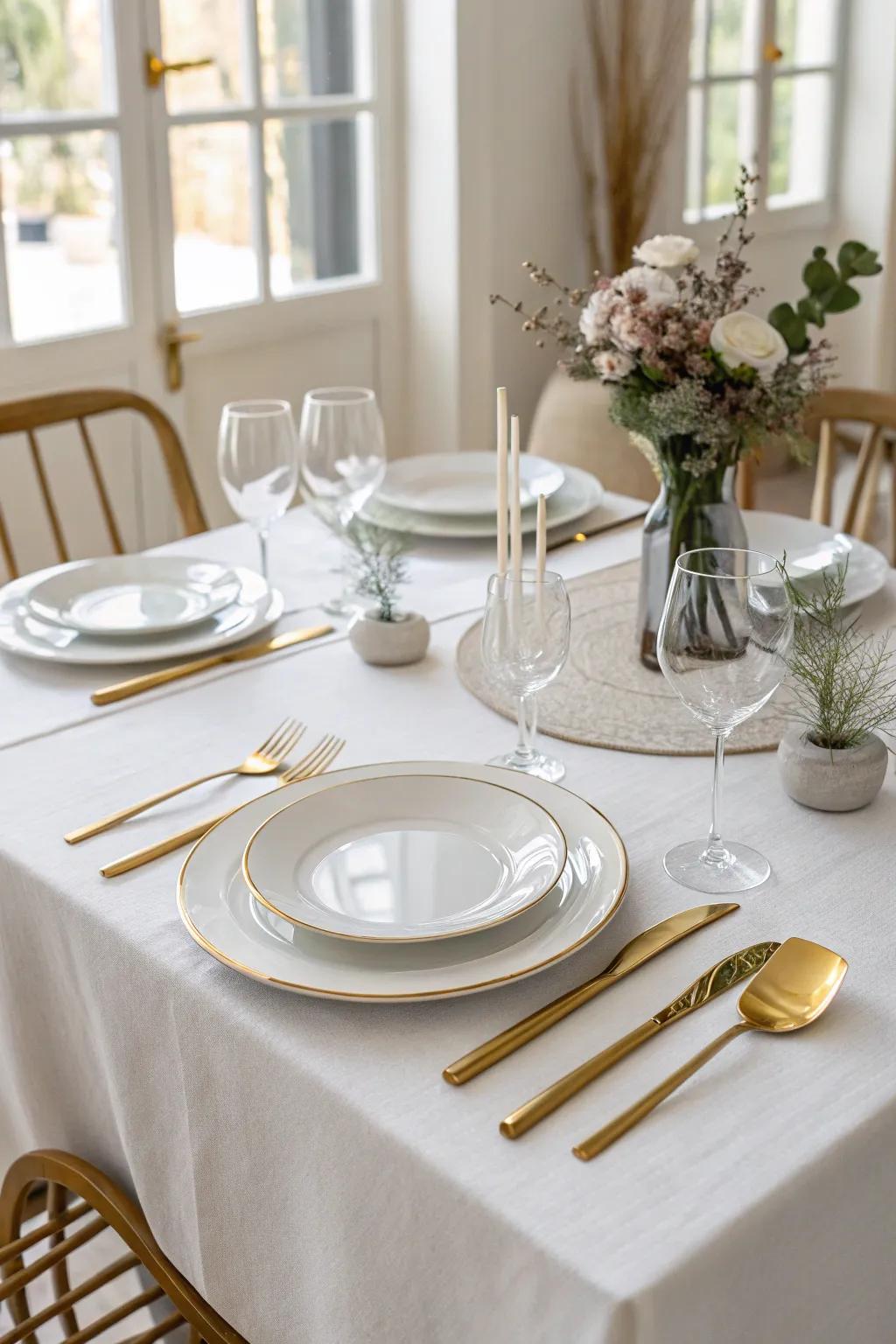 Gilded highlights impart an element of elegance to any table.
