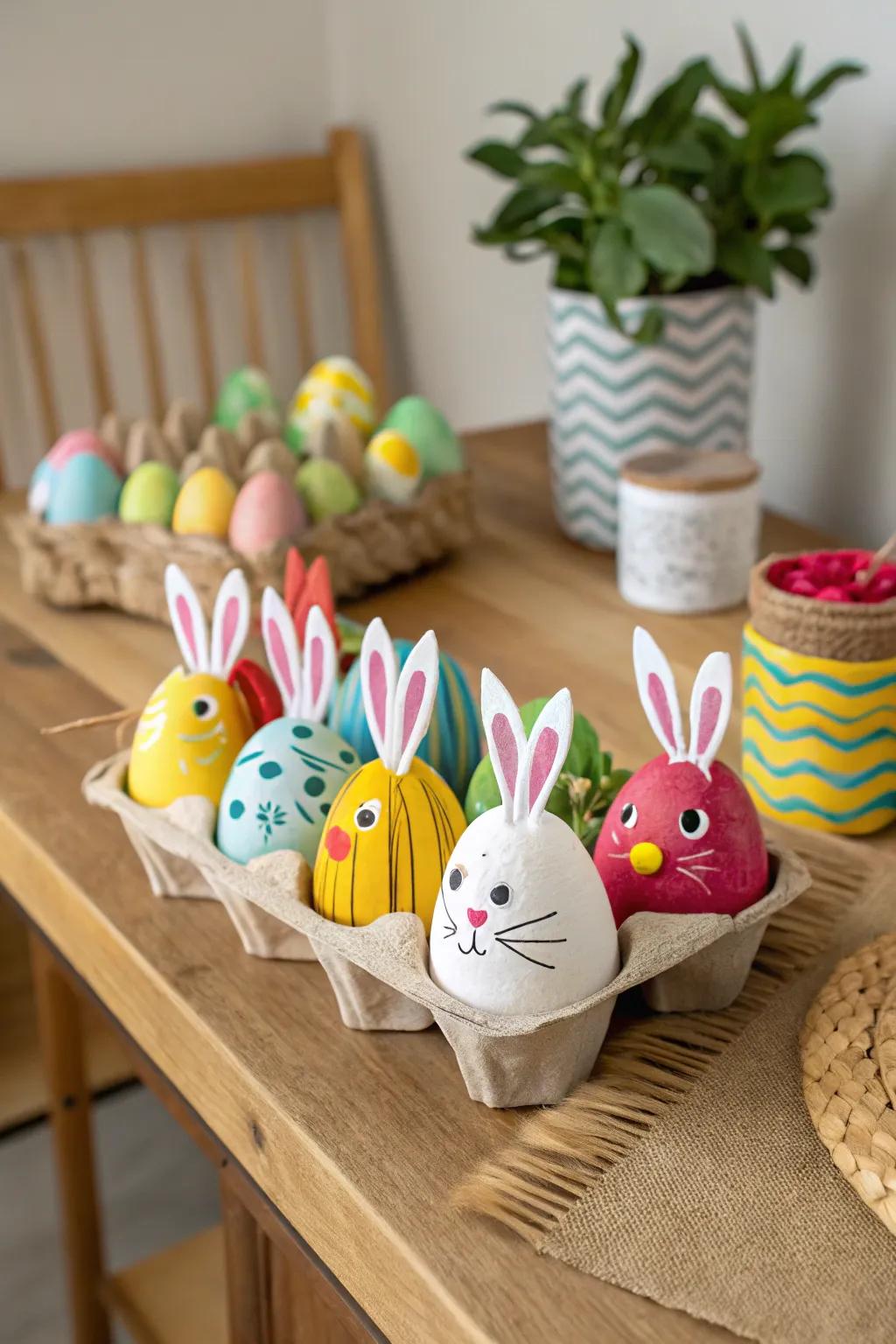 Creative seasonal creatures fashioned from repurposed gem cartons.