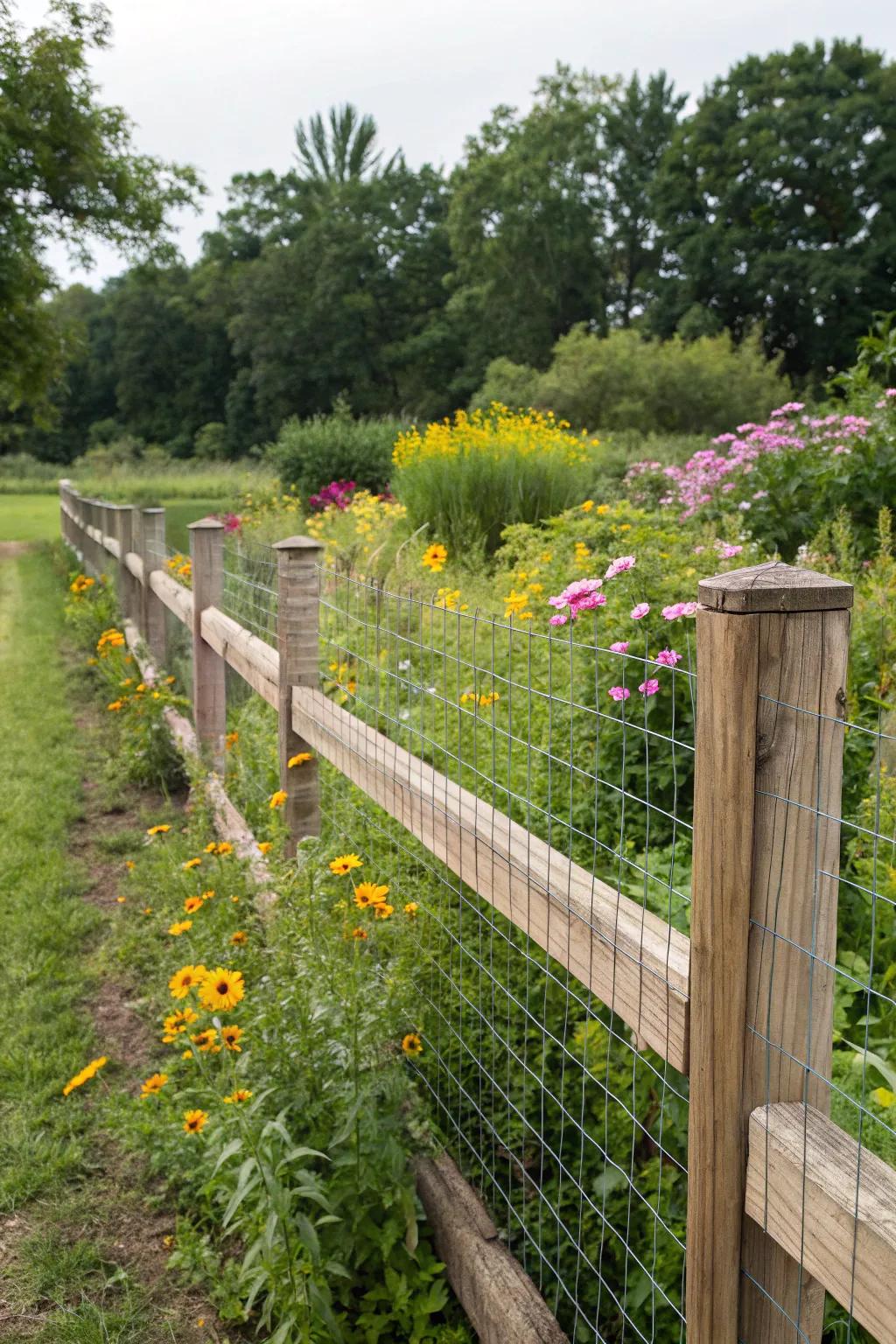 Wood and wire fences provide security with rustic charm.