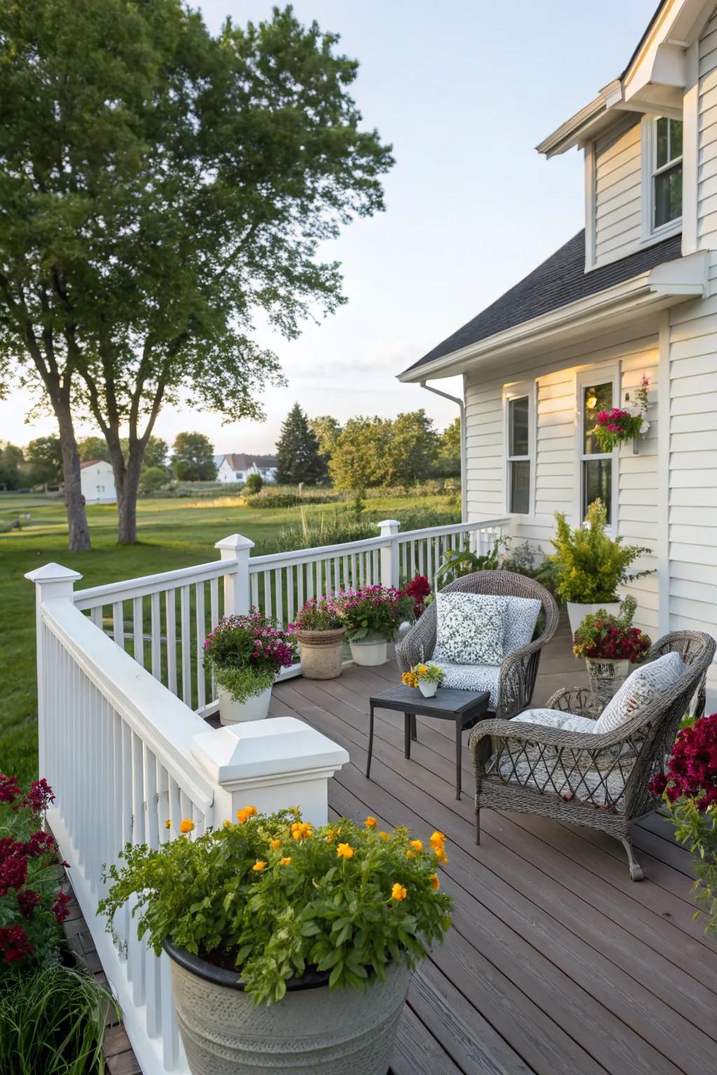 Crisp and classic: White painted railing.