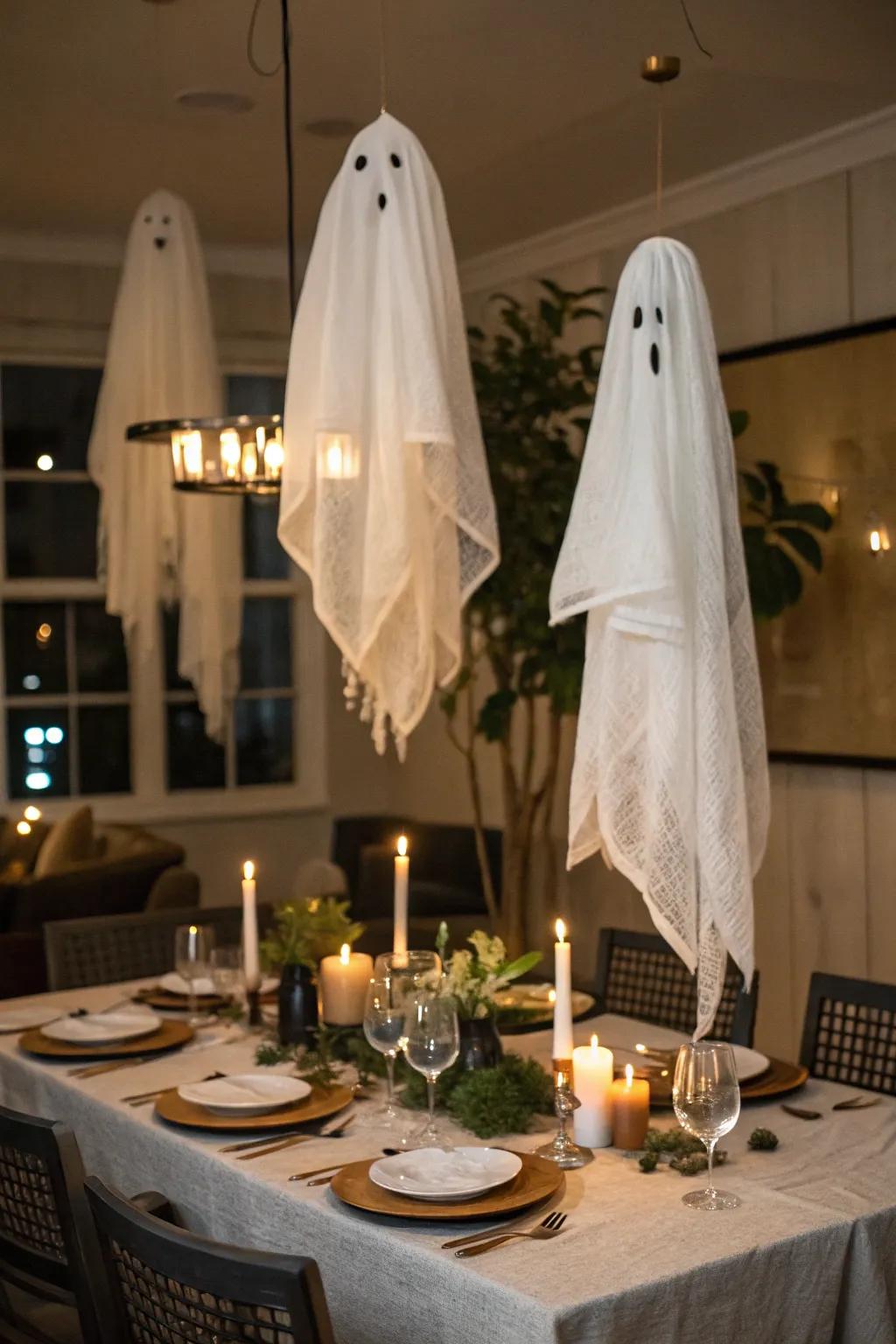Suspended phantoms constitute an intriguing and eerie centerpiece.