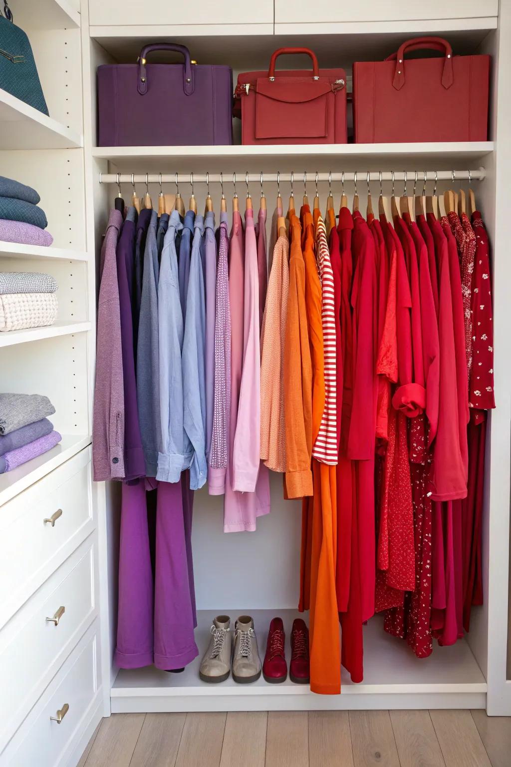 Color coordination brings harmony to your closet.