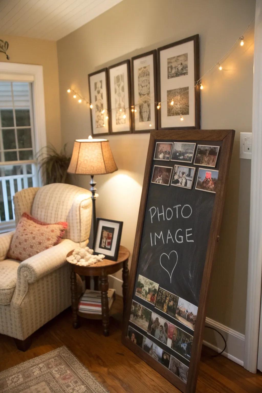 Chalkboard elements allow for personalized messages and creative flair.