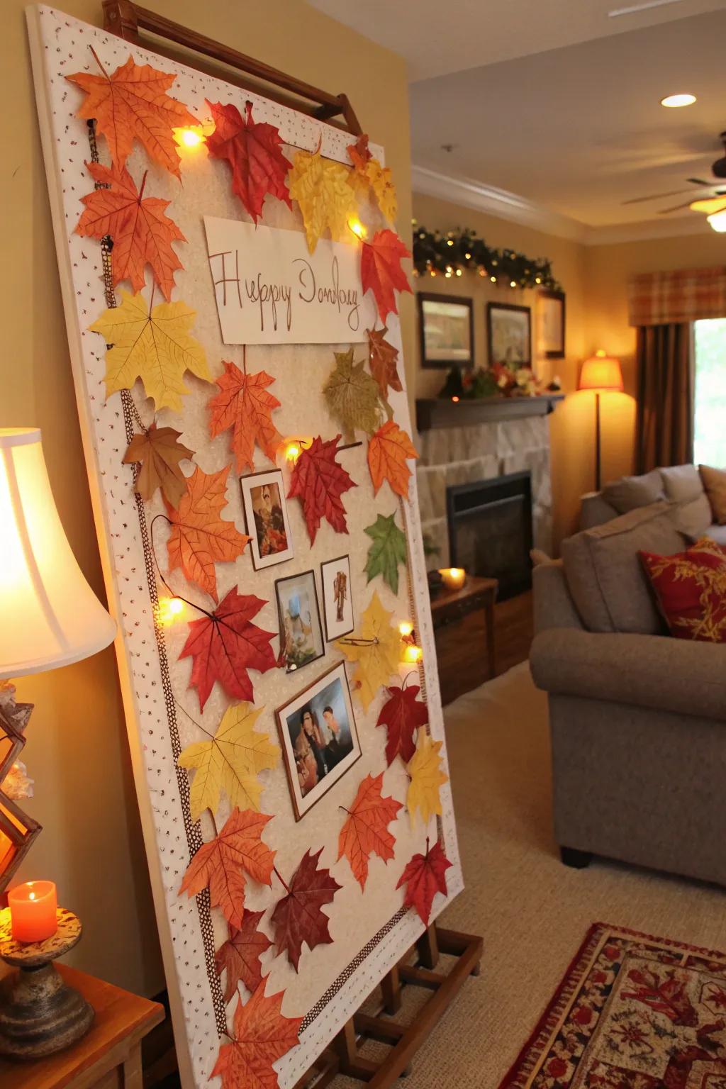 A seasonable birthday display honoring autumn with spirited foliage.