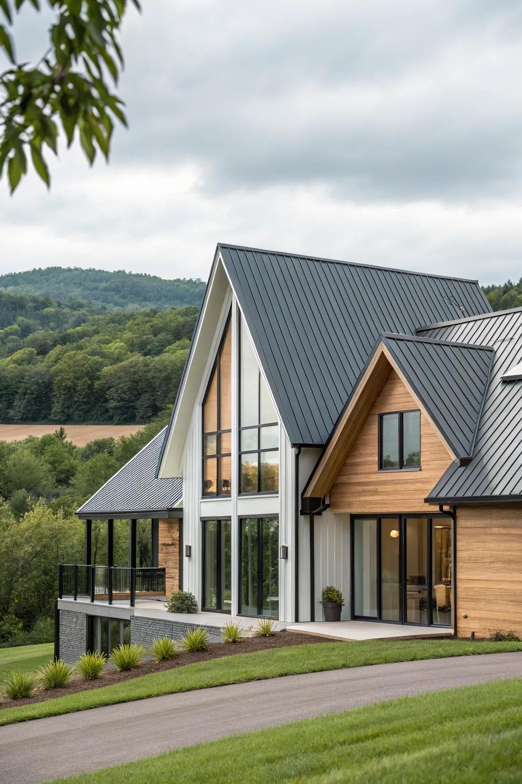 A bold architectural statement with striking roof designs.