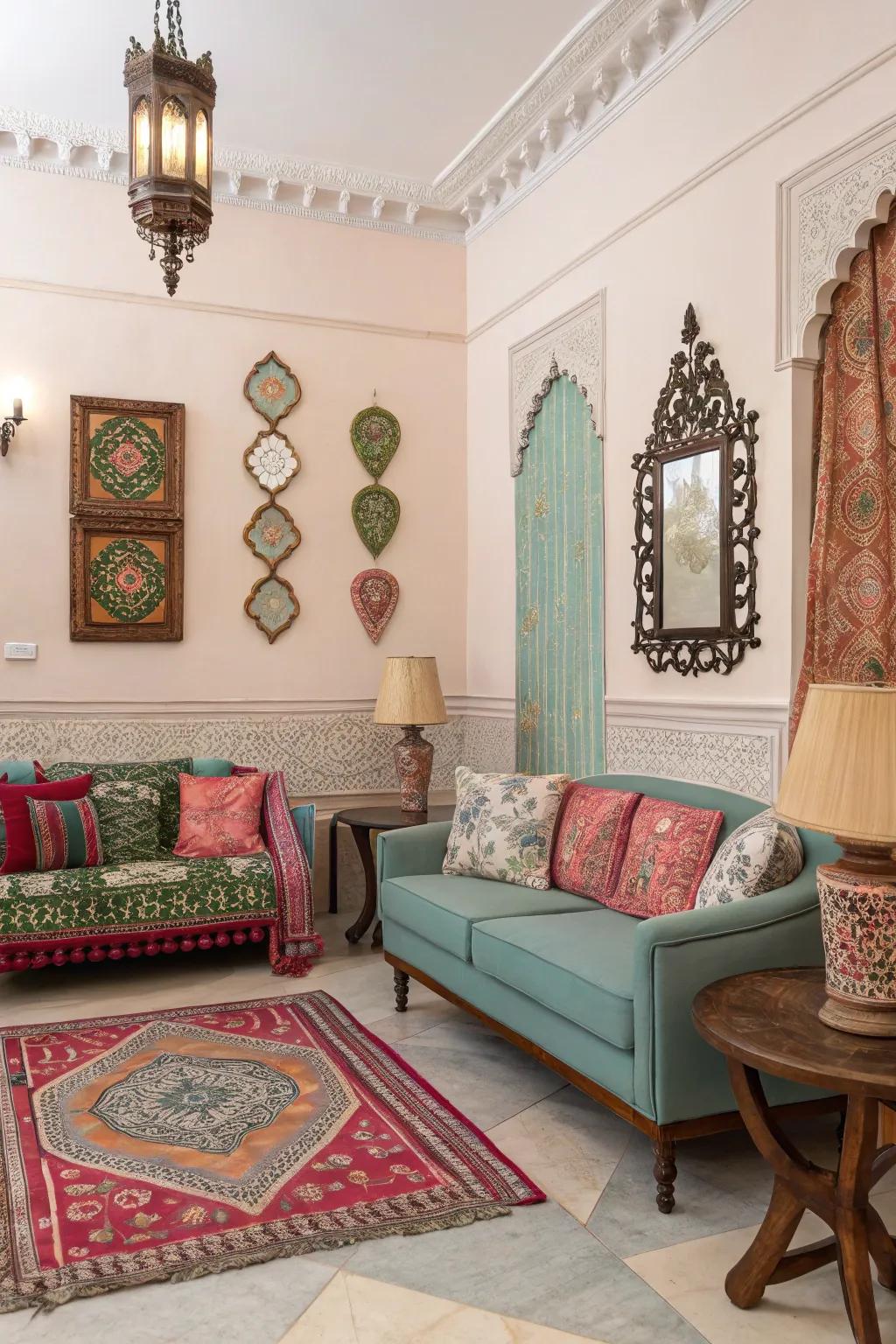 A room harmonizing modern and traditional design elements