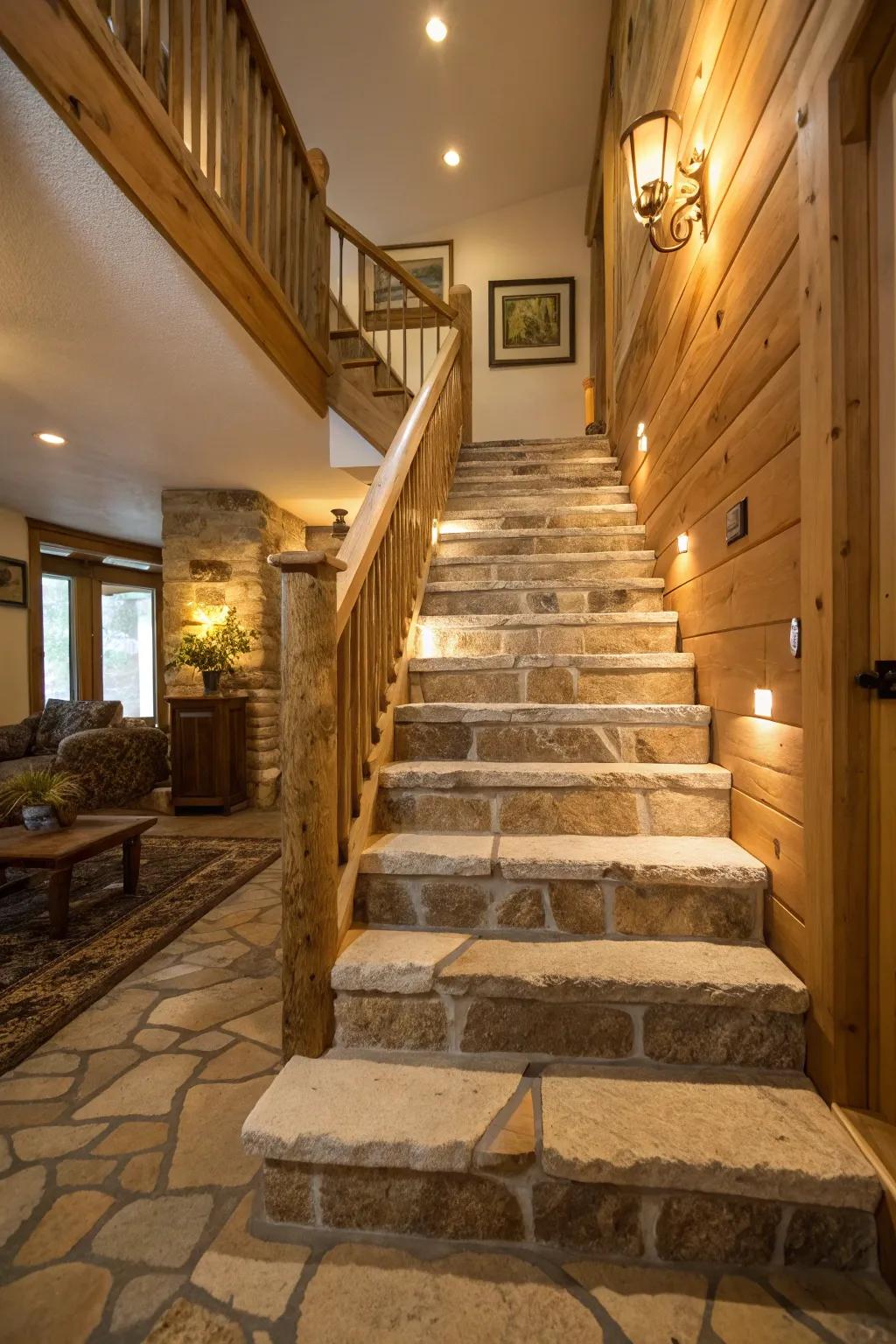 Inherent stone staircases for rustic elegance.
