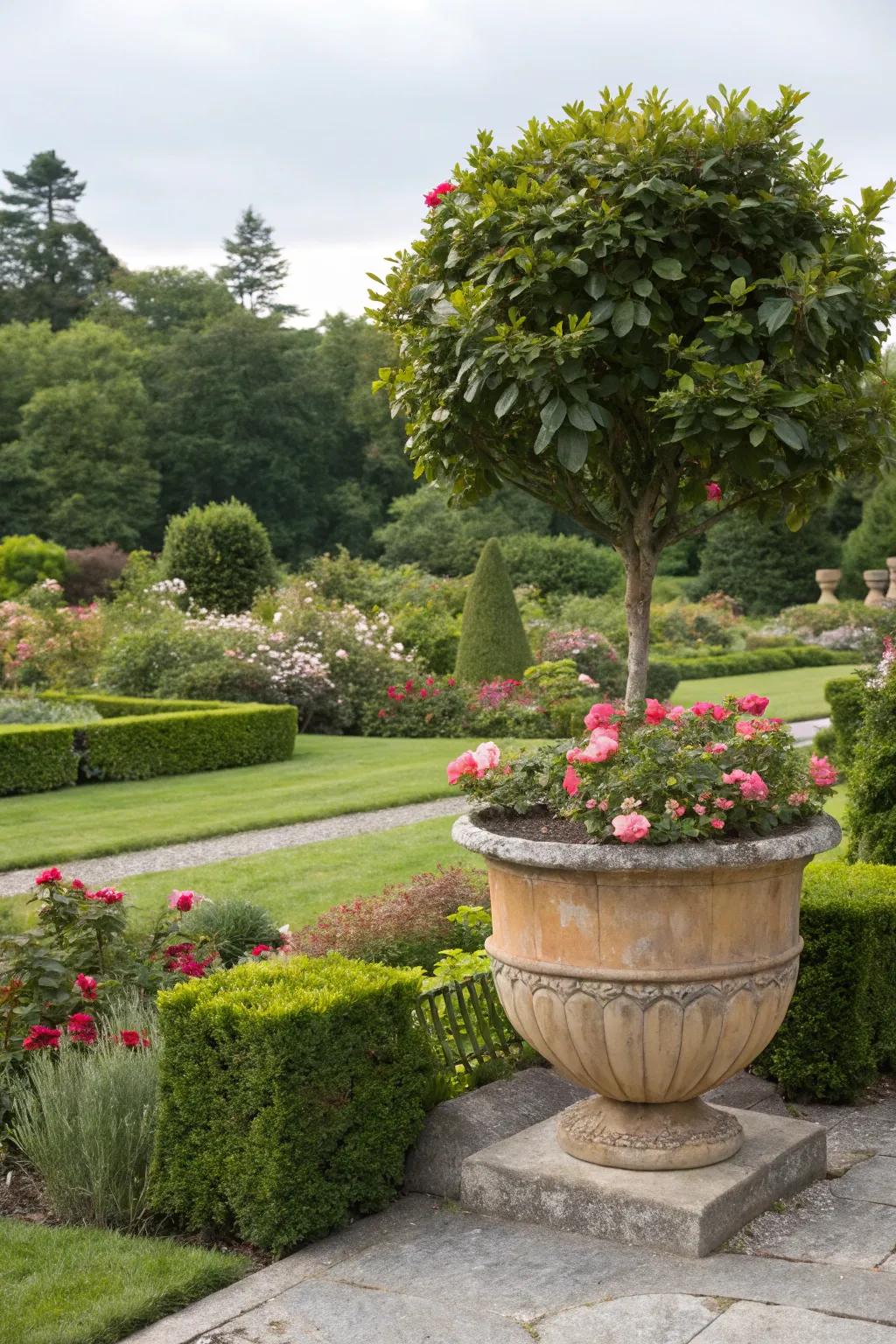 Oversized pots make bold statements in any garden.