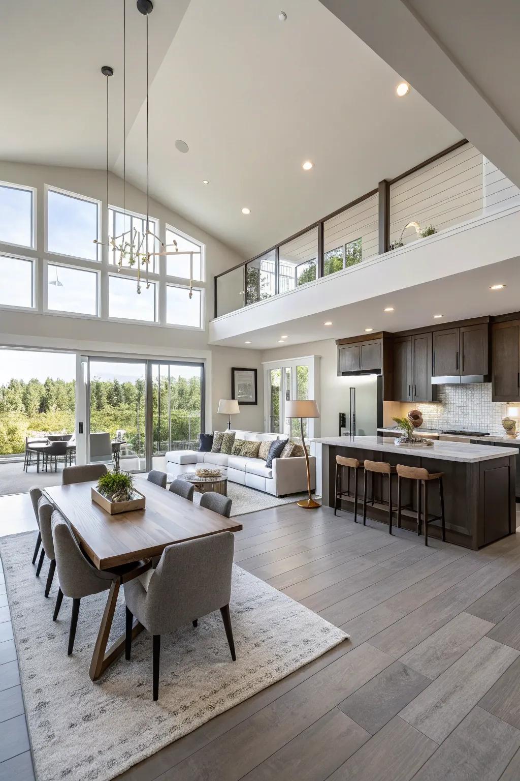 An open floor plan encourages a harmonious flow of space.