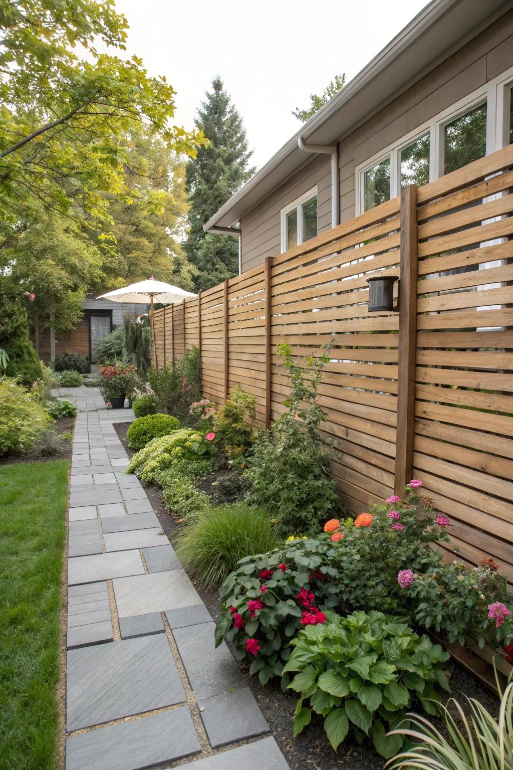 Modern fencing adds privacy and sophistication.