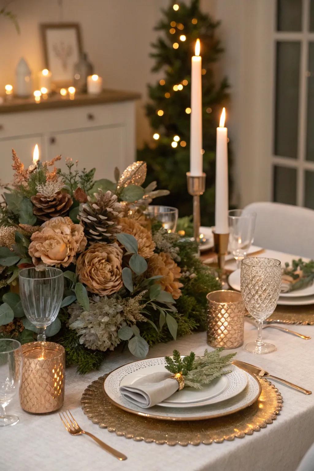 Flowers in soft metallic hues add elegance to your celebration.