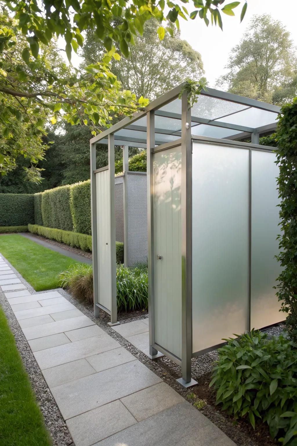 Sleek and modern, this metal frame fits perfectly in a minimalist garden.