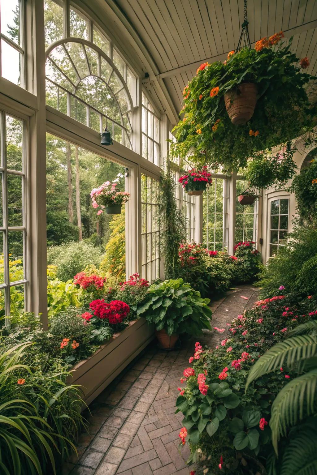 Natural elements creating a lush and vibrant garden room.