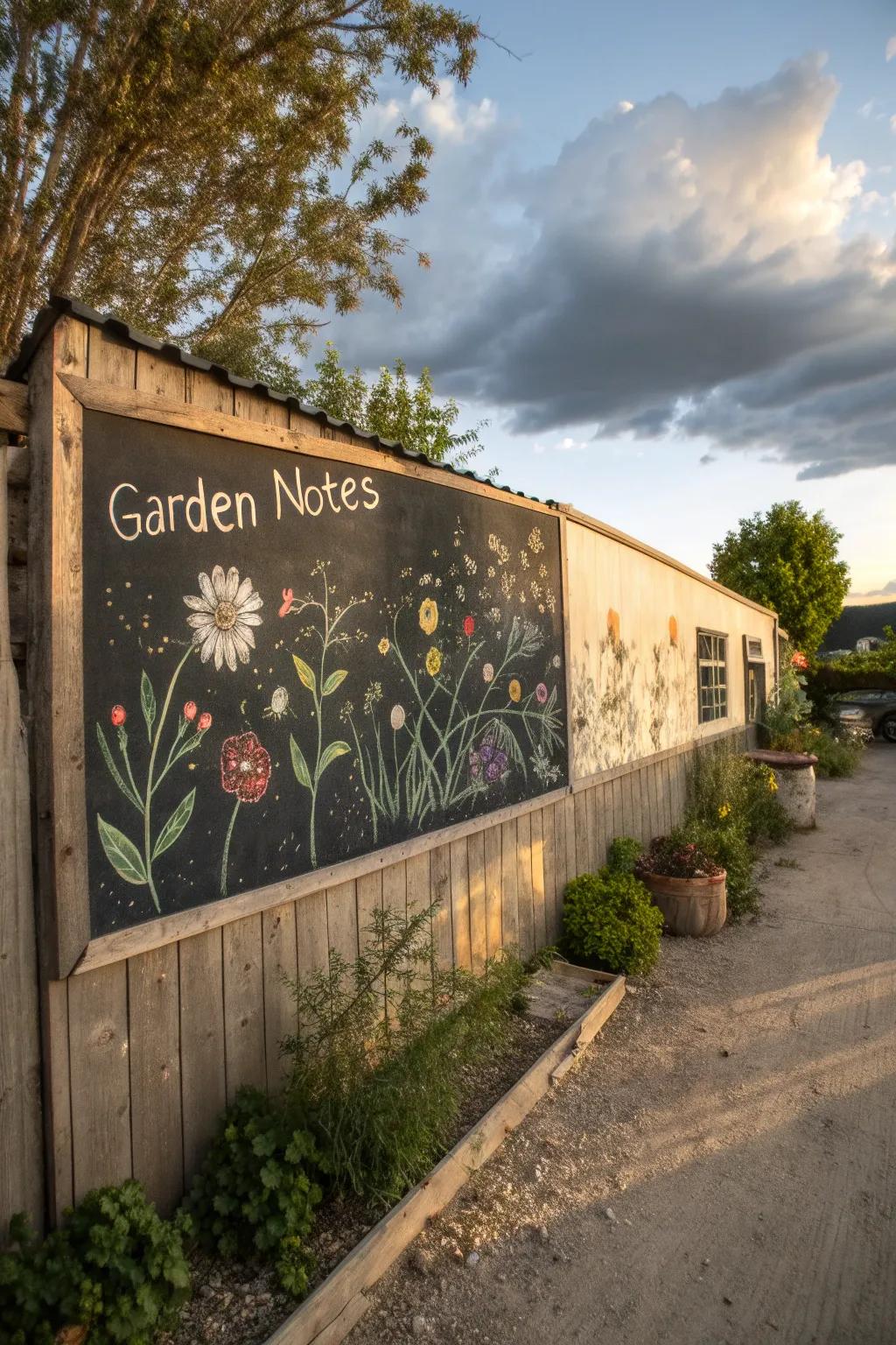 Chalkboard walls offer a creative space for notes and drawings.