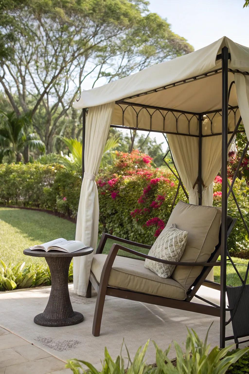 An outdoor reading nook offering a tranquil escape.