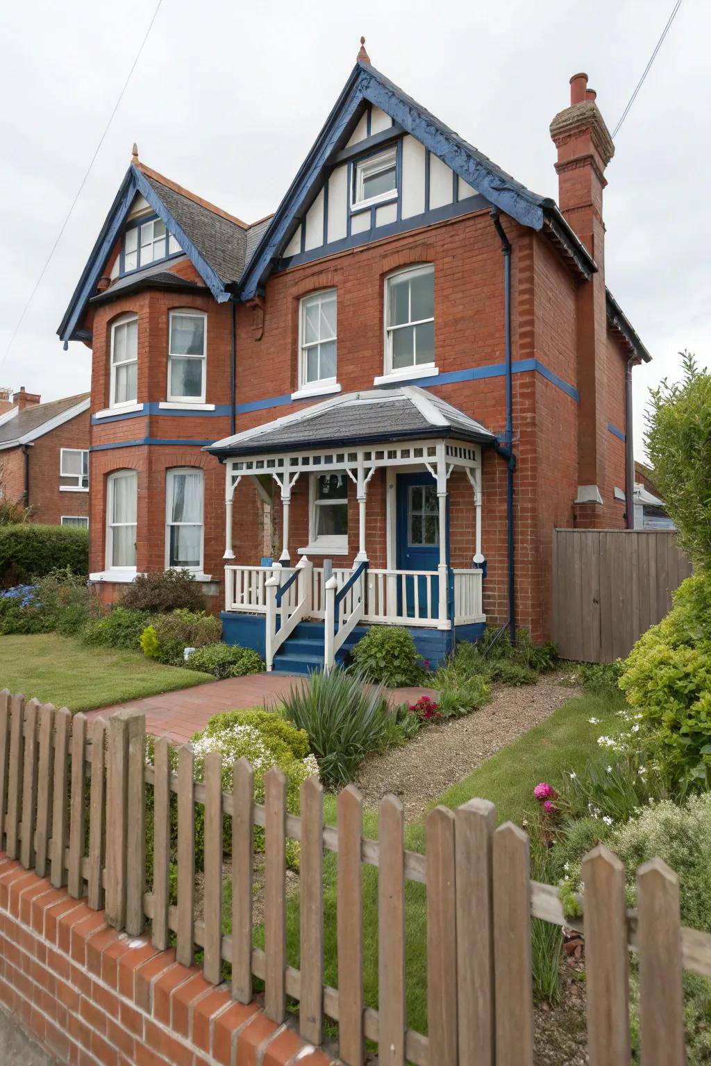 Maritime trim introduces a rich and enchanting divergence to red brick houses.