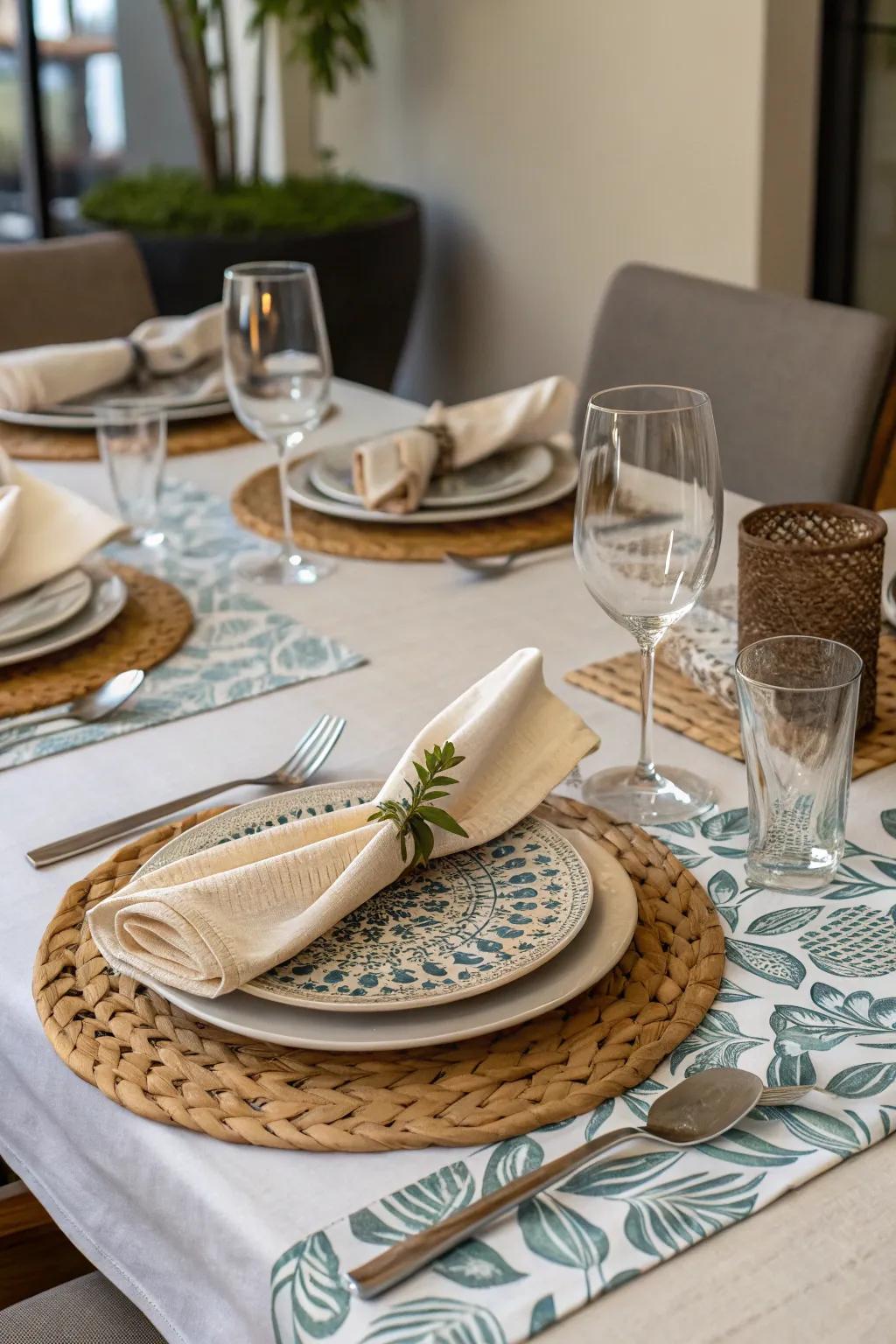 Individualized and sophisticated table arrangements for a soothing setting.