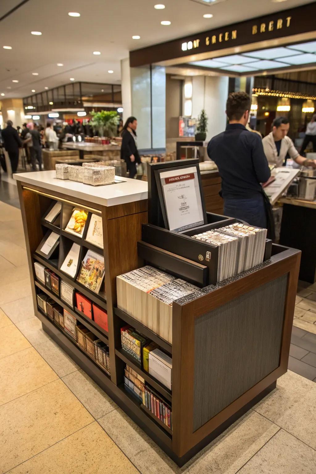 Maintain complete organization using a reception station featuring integrated storage.